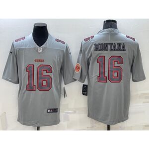 6861ad0f532ee_1 Men's San Francisco 49ers #16 Joe Montana Grey With Patch Atmosphere Fashion Stitched Jersey