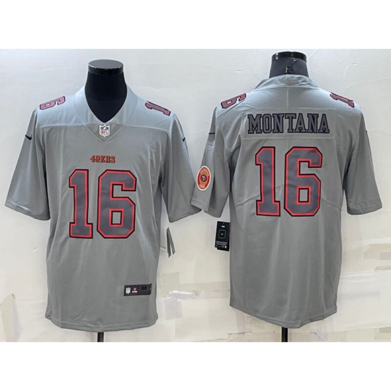 6861ad0f532ee_1 Men's San Francisco 49ers #16 Joe Montana Grey With Patch Atmosphere Fashion Stitched Jersey