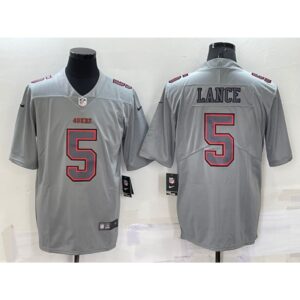 6861ad125416c_1 Men's San Francisco 49ers #5 Trey Lance Grey Atmosphere Fashion Stitched Jersey