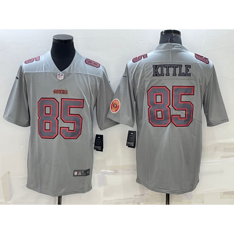 6861ad210da22_1 Men's San Francisco 49ers #85 George Kittle Grey With Patch Atmosphere Fashion Stitched Jersey