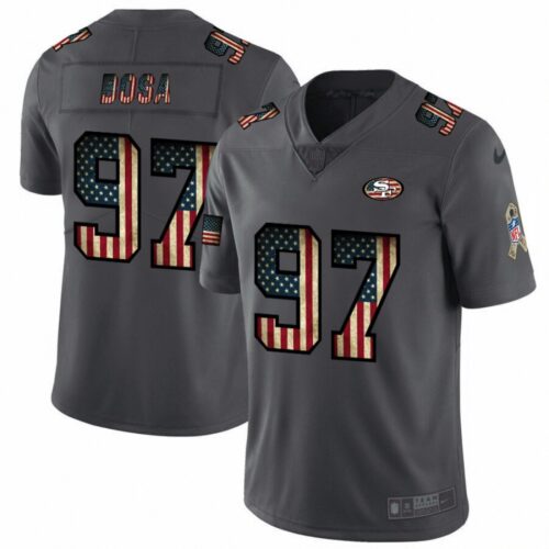 6861ad389d43f_1 Men's San Francisco 49ers #97 Nick Bosa Grey 2019 Salute To Service USA Flag Fashion Limited Stitched NFL Jersey