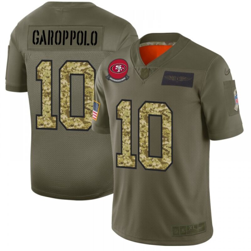 6861ad3b73d54_1 Men's San Francisco 49ers #10 Jimmy Garoppolo 2019 Olive/Camo Salute To Service Limited Stitched NFL Jersey