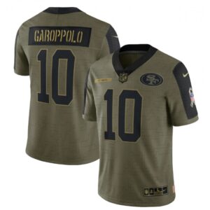 6861ad44aee84_1 Men's San Francisco 49ers #10 Jimmy Garoppolo 2021 Olive Salute To Service Limited Stitched Jersey