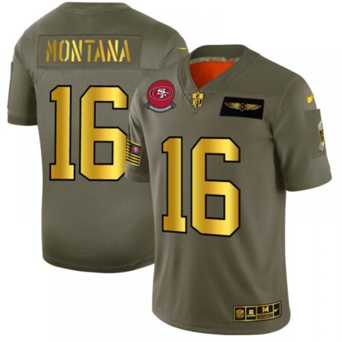 6861ad4ad728e_1 Men's San Francisco 49ers #16 Joe Montana 2019 Olive/Gold Salute To Service Limited Stitched NFL Jersey