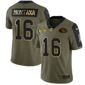 6861ad4de4387_1 Men's San Francisco 49ers #16 Joe Montana 2021 Olive Salute To Service Golden Limited Stitched Jersey