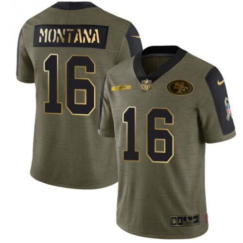 6861ad4de4387_1 Men's San Francisco 49ers #16 Joe Montana 2021 Olive Salute To Service Golden Limited Stitched Jersey