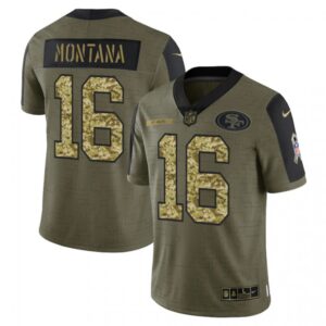 6861ad510e94b_1 Men's San Francisco 49ers #16 Joe Montana 2021 Olive Camo Salute To Service Limited Stitched Jersey