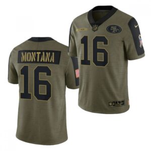 6861ad540c06f_1 Men's San Francisco 49ers #16 Joe Montana 2021 Olive Salute To Service Limited Stitched Jersey