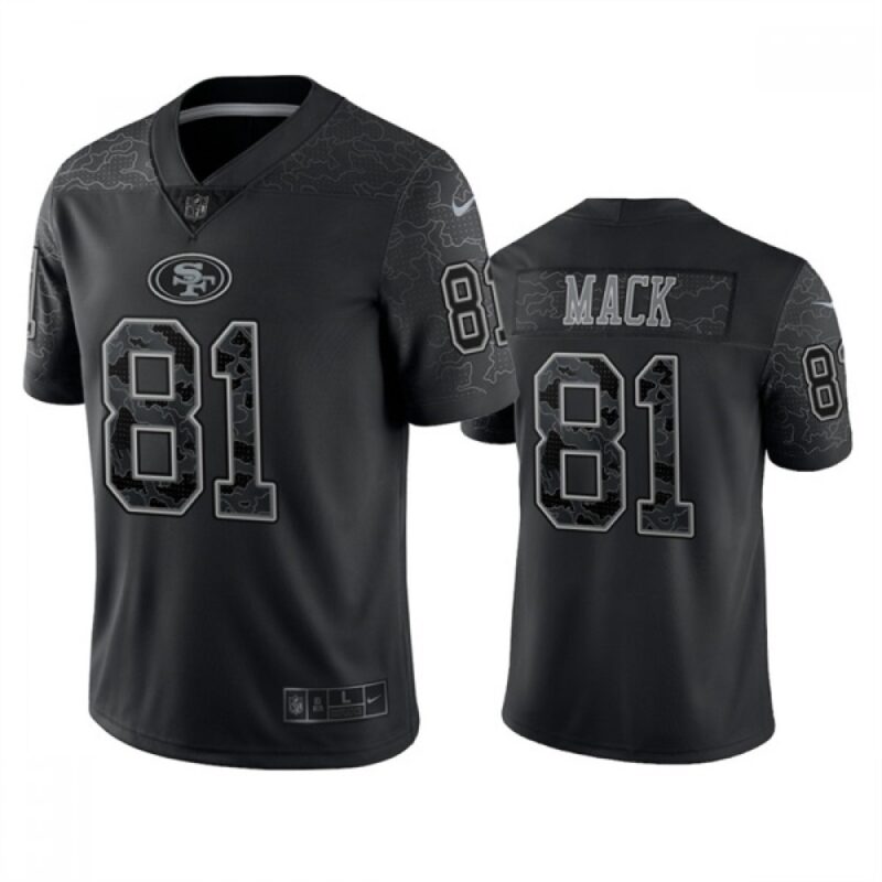 6861ad74d2266_1 Men's San Francisco 49ers #81 Austin Mack Black Reflective Limited Stitched Football Jersey