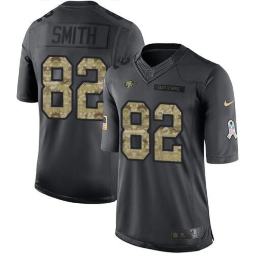 49ers #82 Torrey Smith Black Men's Stitched NFL Limited 2016 Salute to Service Jersey