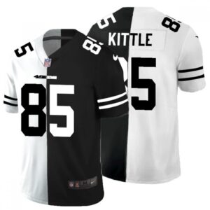 6861ad7dc70c3_1 Men's San Francisco 49ers #85 George Kittle Black & White Split Limited Stitched Jersey
