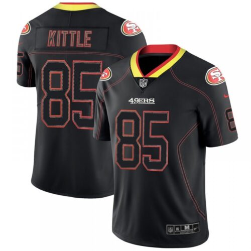 6861ad8978aba_1 Men's San Francisco 49ers #85 George Kittle Lights Out Black Color Rush Limited Stitched NFL Jersey
