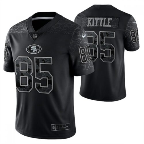 6861ad984c5c7_1 Men's San Francisco 49ers #85 George Kittle Black Reflective Limited Stitched Football Jersey