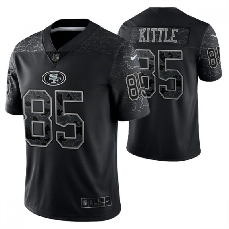 6861ad984c5c7_1 Men's San Francisco 49ers #85 George Kittle Black Reflective Limited Stitched Football Jersey