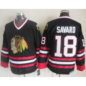 6861ad9a84e4d_1 Blackhawks #18 Denis Savard Black CCM Throwback Stitched NHL Jersey