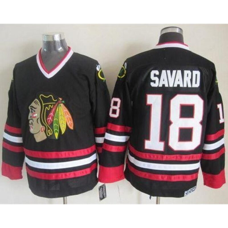 6861ad9a84e4d_1 Blackhawks #18 Denis Savard Black CCM Throwback Stitched NHL Jersey