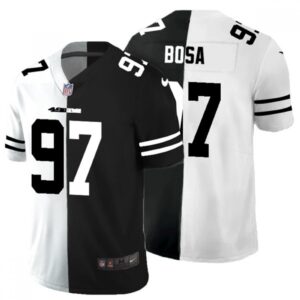 6861adb99e603_1 Men's San Francisco 49ers #97 Nick Bosa Black & White Split Limited Stitched Jersey