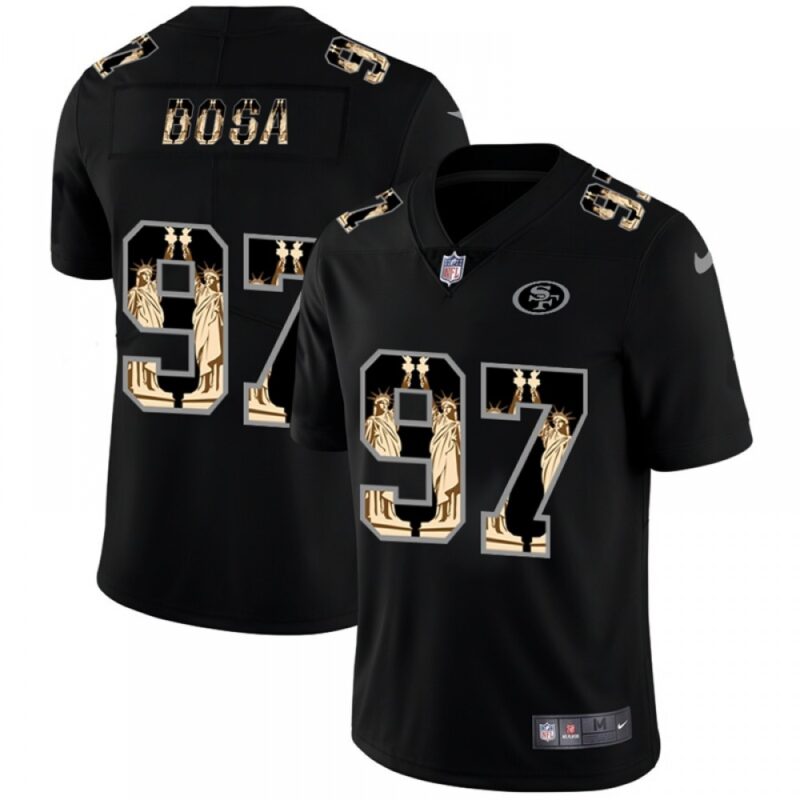 6861adc341e42_1 Men's San Francisco 49ers #97 Nick Bosa 2019 Black Statue Of Liberty Limited Stitched NFL Jersey
