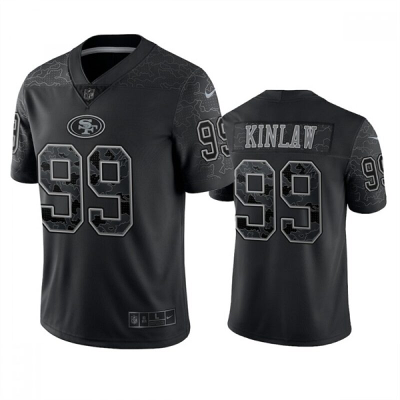 6861ade67b99b_1 Men's San Francisco 49ers #99 Javon Kinlaw Black Reflective Limited Stitched Football Jersey