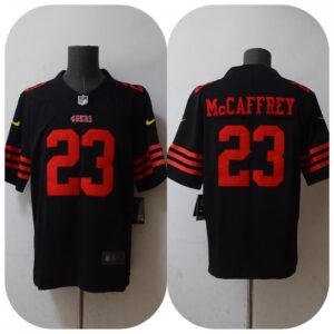 6861ade9d045c_1 Men's San Francisco 49ers #23 Christian McCaffrey 2022 Black Vapor Untouchable Stitched Jersey