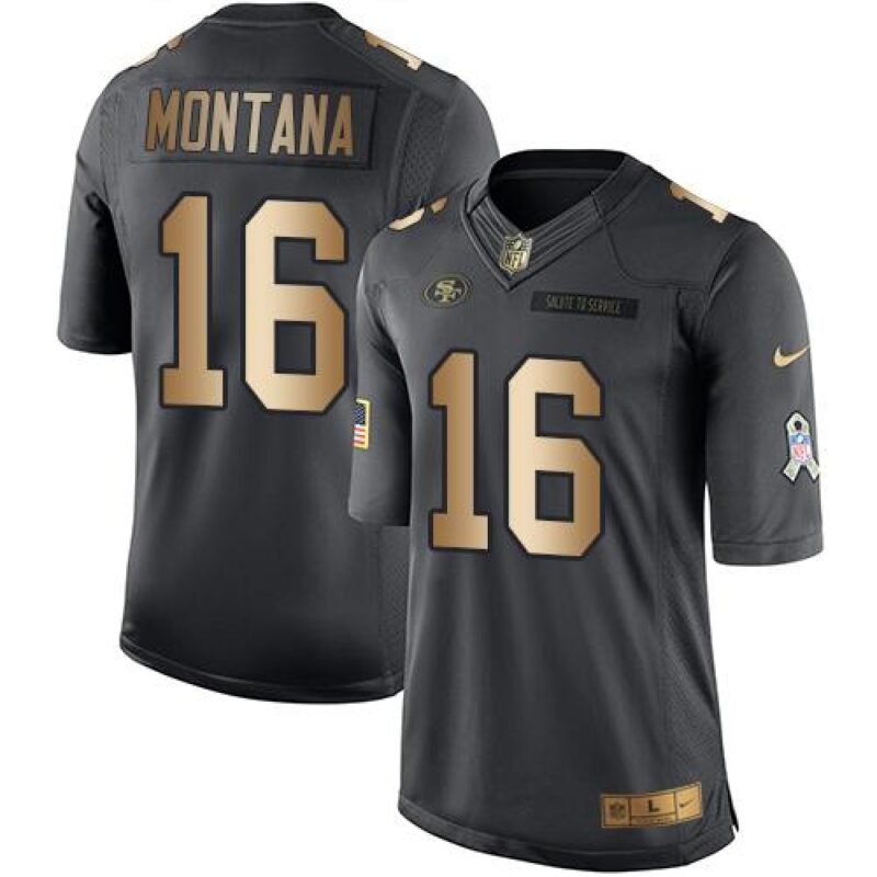 6861adf382c31_1 49ers #16 Joe Montana Black Men's Stitched NFL Limited Gold Salute To Service Jersey