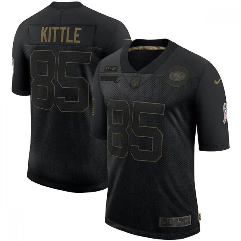 6861ae2590968_1 Men's San Francisco 49ers #85 George Kittle 2020 Black Salute To Service Limited Stitched Jersey