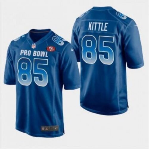6861ae31df331_1 Men's San Francisco 49ers #85 George Kittle Blue Stitched Jersey