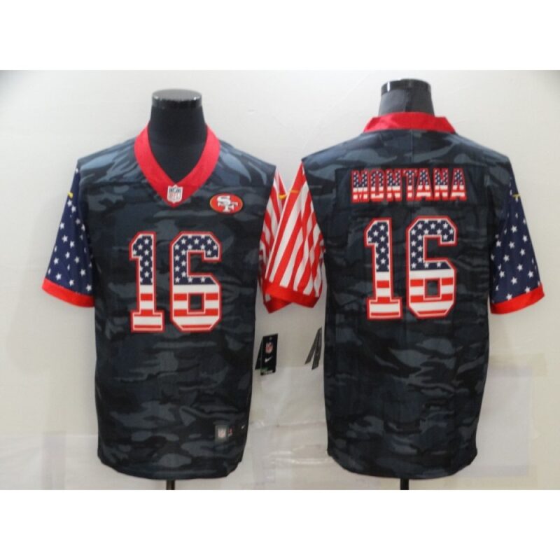 6861ae4568043_1 Men's San Francisco 49ers #16 Joe Montana 2020 Camo USA Flag Limited Stitched Jersey
