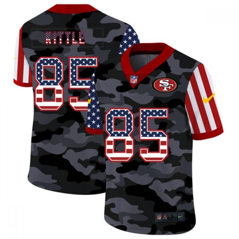 6861ae4b967b3_1 Men's San Francisco 49ers #85 George Kittle 2020 Camo USA Flag Limited Stitched Jersey
