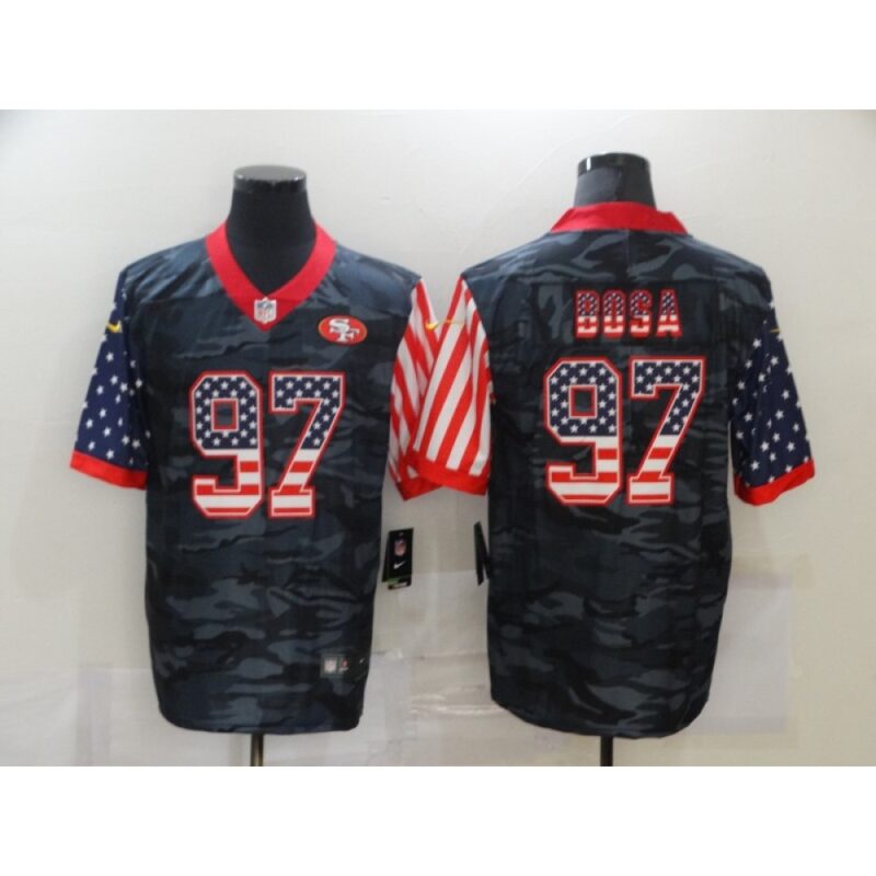 6861ae4e959bd_1 Men's San Francisco 49ers #97 Nick Bosa 2020 Camo USA Flag Limited Stitched Jersey