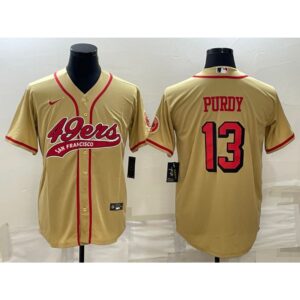 6861ae7b73c0c_1 Men's San Francisco 49ers #13 Brock Purdy New Gold With Patch Cool Base Stitched Baseball Jersey