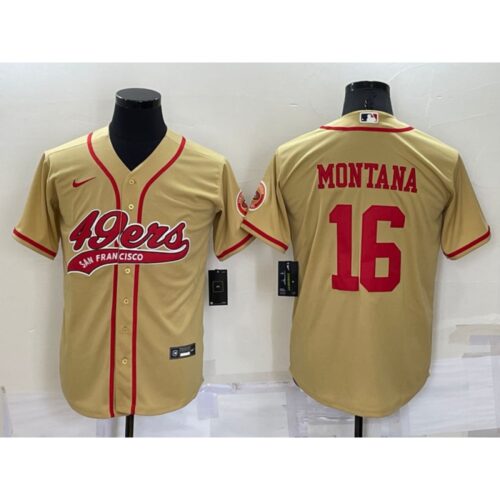 6861ae8481b9d_1 Men's San Francisco 49ers #16 Joe Montana Gold Cool Base Stitched Baseball Jersey