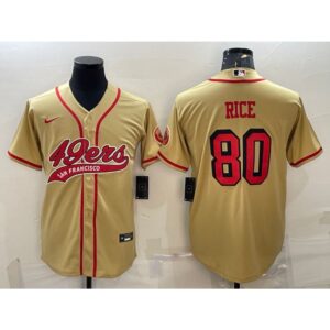 6861ae97527a0_1 Men's San Francisco 49ers #80 Jerry Rice New Gold With Patch Cool Base Stitched Baseball Jersey