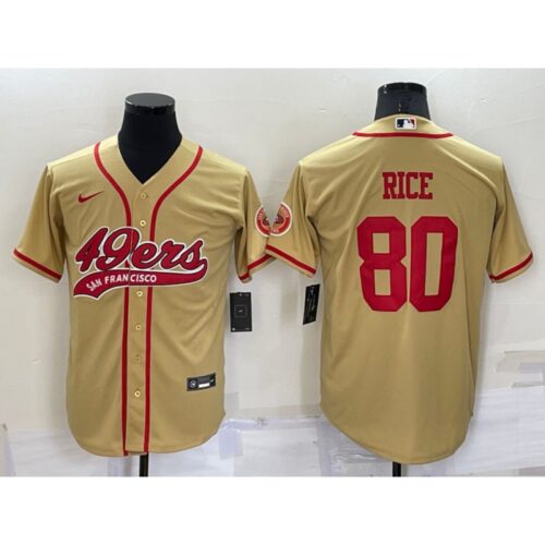6861ae9a56af5_1 Men's San Francisco 49ers #80 Jerry Rice Gold Cool Base Stitched Baseball Jersey
