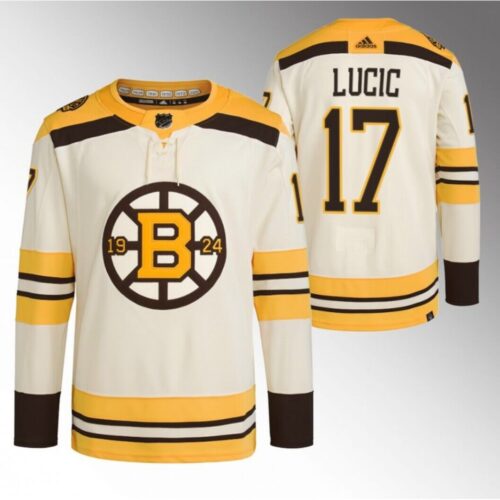 6861aea4c0fd0_1 Men's Boston Bruins #17 Milan Lucic Cream 100th Anniversary StitchedStitched Jersey