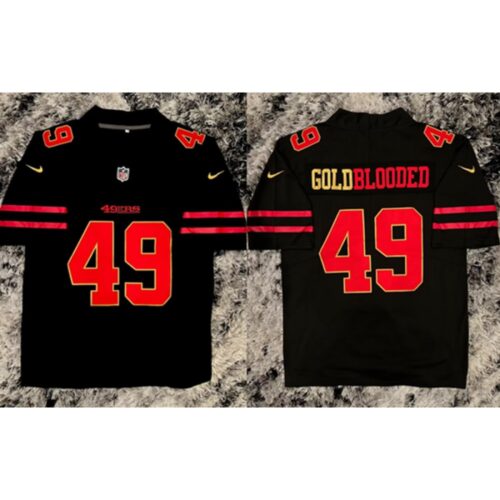 6861aeb23d0ba_1 Men's San Francisco 49ers #49 GoldBlooded Black Stitched Jersey