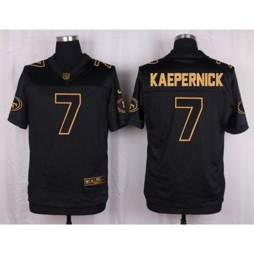 49ers #7 Colin Kaepernick Black Men's Stitched NFL Elite Pro Line Gold Collection Jersey