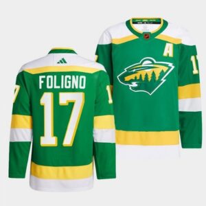 6861aed82b975_1 Men's Minnesota Wild #17 Marcus Foligno Green 2022-23 Reverse Retro Stitched Jersey