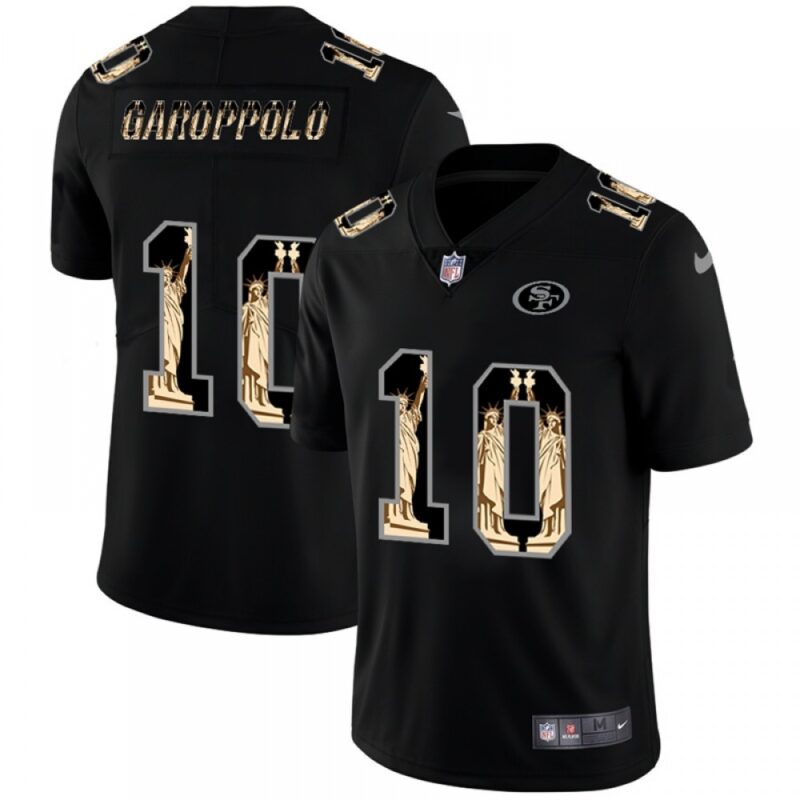 6861aee18615b_1 Men's San Francisco 49ers #10 Jimmy Garoppolo 2019 Black Statue Of Liberty Limited Stitched NFL Jersey