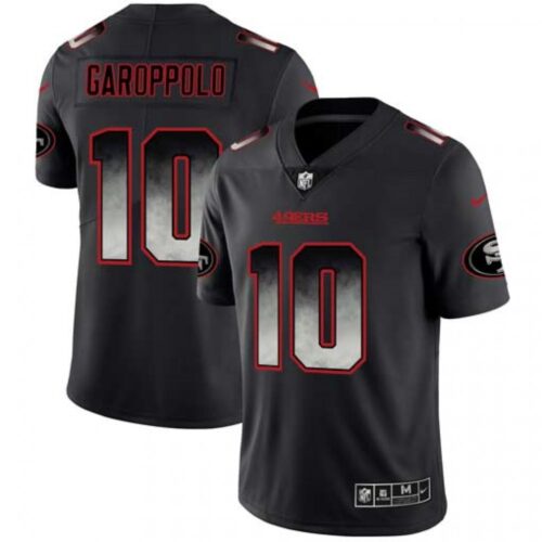 6861aee7a9432_1 Men's San Francisco 49ers #10 Jimmy Garoppolo Black 2019 Smoke Fashion Limited Stitched NFL Jersey