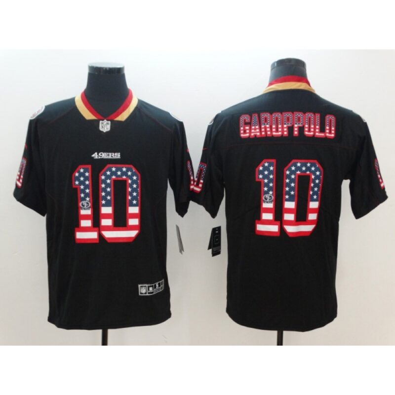 6861aef084d93_1 Men's San Francisco 49ers #10 Jimmy Garoppolo Black 2018 USA Flag Color Rush Limited Fashion NFL Stitched Jersey
