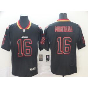 6861af121e5ec_1 Men's San Francisco 49ers #16 Joe Montana NFL Lights Out Black Color Rush Limited Jersey