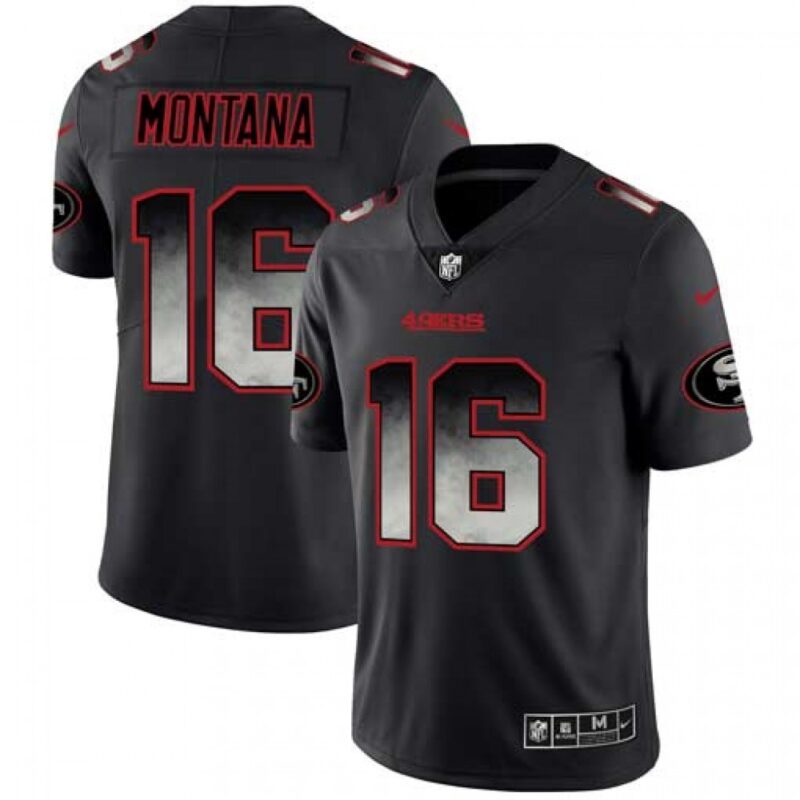 6861af151d87e_1 Men's San Francisco 49ers #16 Joe Montana Black 2019 Smoke Fashion Limited Stitched NFL Jersey