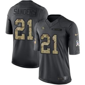 49ers #21 Deion Sanders Black Men's Stitched NFL Limited 2016 Salute to Service Jersey