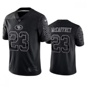6861af3f08875_1 Men's San Francisco 49ers #23 Christian McCaffrey Black Reflective Limited Stitched Football Jersey