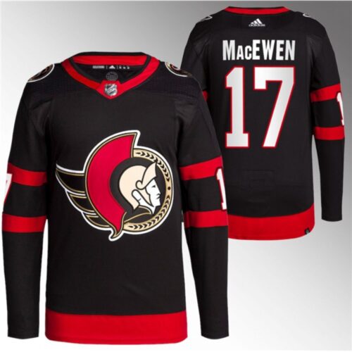 6861af53c3c52_1 Men's Ottawa Senators #17 Zack MacEwen Black Premier Breakaway Stitched Jersey