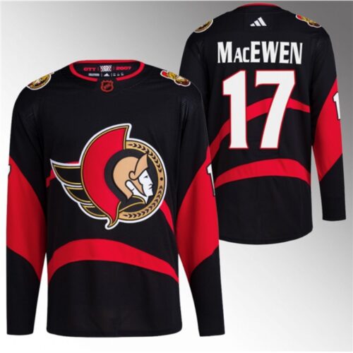 6861af56f321d_1 Men's Ottawa Senators #17 Zack MacEwen Black Reverse Retro Stitched Jersey