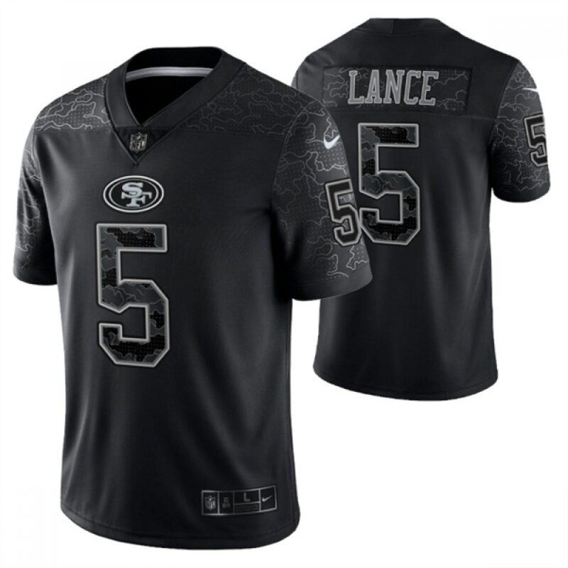 6861af83c98f4_1 Men's San Francisco 49ers #5 Trey Lance Black Reflective Limited Stitched Football Jersey