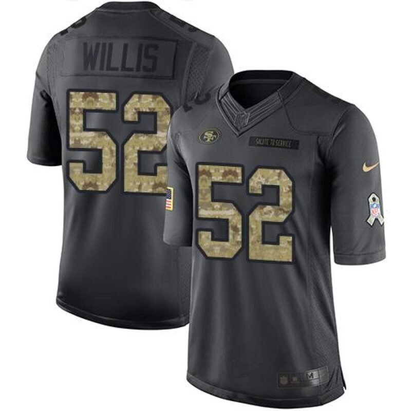 49ers #52 Patrick Willis Black Men's Stitched NFL Limited 2016 Salute to Service Jersey