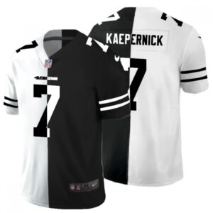 6861afaaf2c45_1 Men's San Francisco 49ers #7 Colin Kaepernick Black & White Split Limited Stitched Jersey